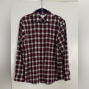 J Crew Factory Women’s Plaid Shirt in Red and White